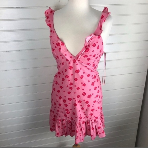 New Zara Linen Blend Print Floral Print Dress - Picture 13 of 14